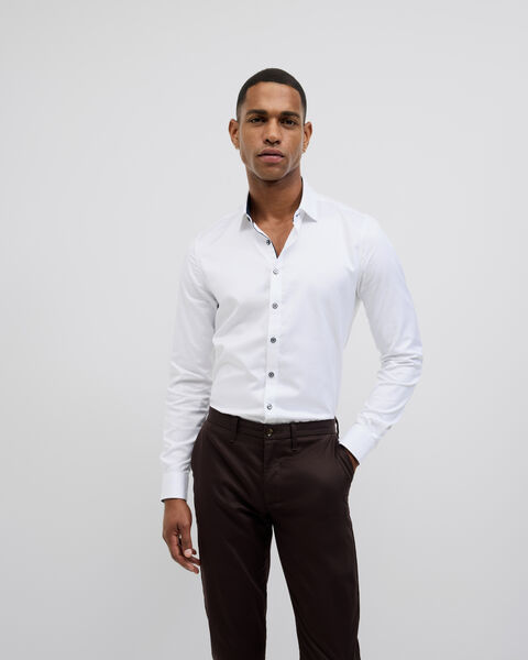 Accent Stretch Long Sleeve Shirt, White, hi-res